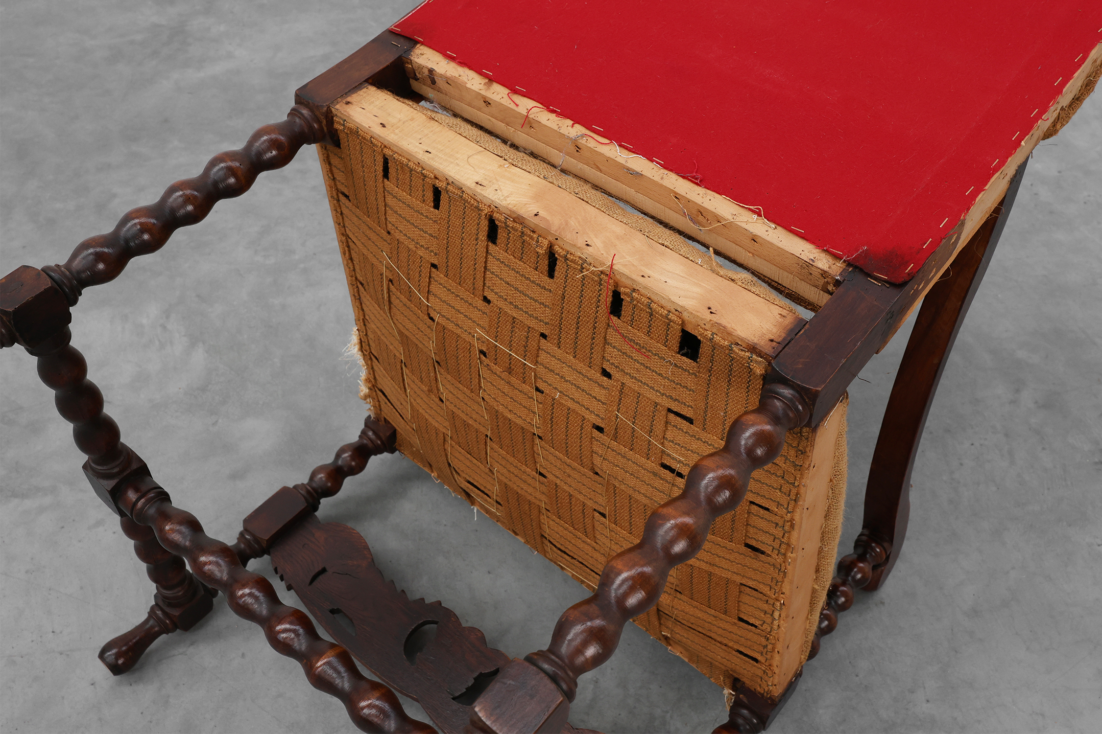 18th-Century Belgian Baroque Armchair in Wood and Leather, Louis XIV Periodthumbnail